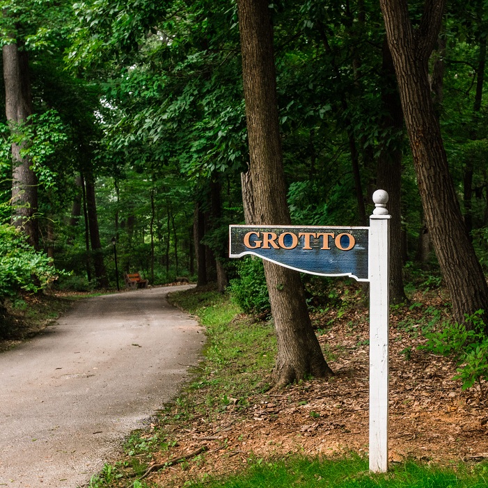 grotto sign and pathway